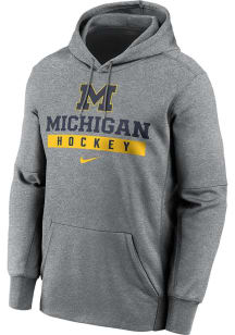 Nike Michigan Wolverines Mens Grey Ice Hockey Hood