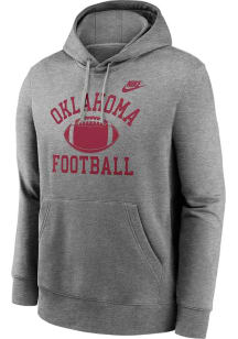 Nike Oklahoma Sooners Mens Grey Football Club Fleece Long Sleeve Hoodie