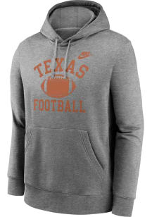 Nike Texas Longhorns Mens Grey Football Club Fleece Long Sleeve Hoodie