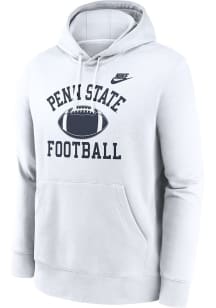 Nike Penn State Nittany Lions Mens White Football Club Fleece Long Sleeve Hoodie