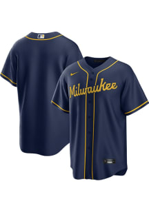 Milwaukee Brewers Mens Nike Replica Alt Jersey - Navy Blue