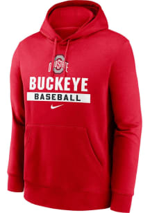 Nike Ohio State Buckeyes Mens Red Club Fleece Long Sleeve Hoodie