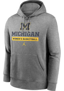 Nike Michigan Wolverines Mens Grey Club Fleece Long Sleeve Hoodie