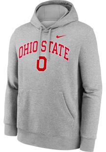 Nike Ohio State Buckeyes Mens Grey Club Fleece Long Sleeve Hoodie
