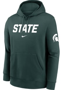 Nike Michigan State Spartans Mens Green Club Fleece Two Hit Long Sleeve Hoodie