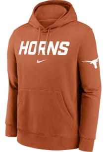 Nike Texas Longhorns Mens Burnt Orange Club Fleece Two Hit Long Sleeve Hoodie