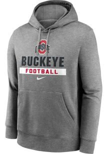 Nike Ohio State Buckeyes Mens Grey Club Fleece Long Sleeve Hoodie