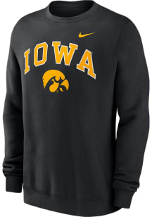 Nike Iowa Hawkeyes Mens Black Club Fleece Long Sleeve Crew Sweatshirt