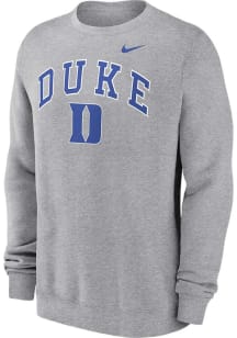 Nike Duke Blue Devils Mens Grey Club Fleece Long Sleeve Crew Sweatshirt