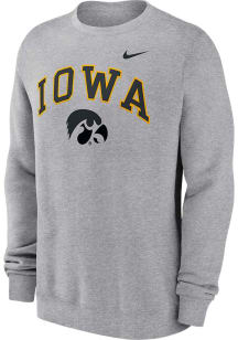 Nike Iowa Hawkeyes Mens Grey Club Fleece Long Sleeve Crew Sweatshirt