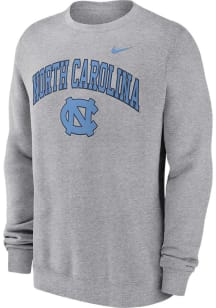 Nike North Carolina Tar Heels Mens Grey Club Fleece Long Sleeve Crew Sweatshirt