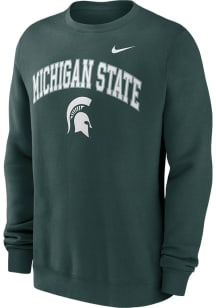Nike Michigan State Spartans Mens Green Club Fleece Long Sleeve Crew Sweatshirt