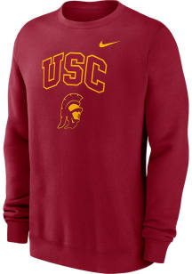 Nike USC Trojans Mens Cardinal Club Fleece Long Sleeve Crew Sweatshirt