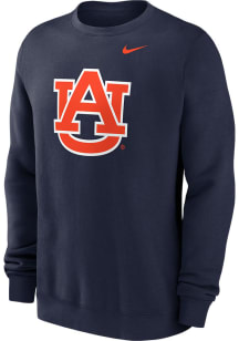 Nike Auburn Tigers Mens Navy Blue Logo Long Sleeve Crew Sweatshirt