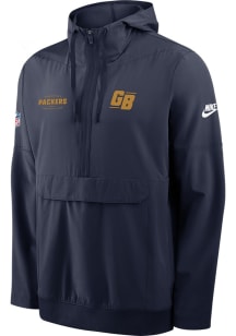 Nike Green Bay Packers Mens Navy Blue Alternate Sideline Anorak Pullover Jackets