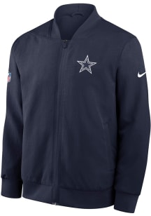 Nike Dallas Cowboys Mens Navy Blue Sideline Bomber Medium Weight Jacket