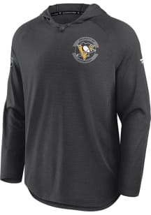 Pittsburgh Penguins Mens Charcoal Authentic Pro Rink Long Sleeve Lightweight Hoodie
