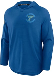 St Louis Blues Mens Blue Authentic Pro Rink Long Sleeve Lightweight Hoodie