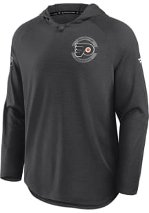 Philadelphia Flyers Mens Charcoal Authentic Pro Rink Long Sleeve Lightweight Hoodie