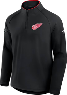 Detroit Red Wings Mens Black Authentic Pro Rink Training Long Sleeve Qtr Zip Pullover