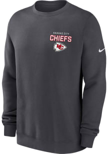 Nike Kansas City Chiefs Mens Anthracite Club Long Sleeve Crew Sweatshirt