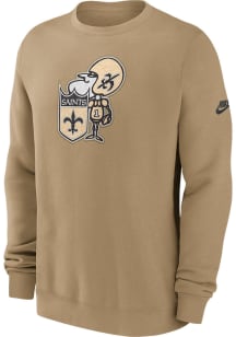 Nike New Orleans Saints Mens Tan Rewind Club Long Sleeve Crew Sweatshirt