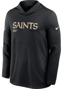 Nike New Orleans Saints Mens Black Sideline Long Sleeve Lightweight Hoodie