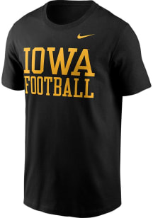 Nike Iowa Hawkeyes Black Football Stacked Football Short Sleeve T Shirt