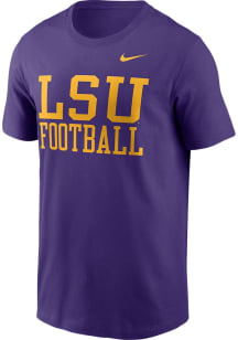 Nike LSU Tigers Purple Football Stacked Football Short Sleeve T Shirt