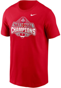 Nike Ohio State Buckeyes Red Football 2024 National Champions Official Logo Short Sleeve T Shirt