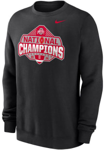 Nike Ohio State Buckeyes Mens Black Football 2024 National Champions Official Logo Long Sleeve Cre..