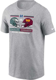 Nike Philadelphia Eagles Grey 2024 Conference Matchup vs Washington Commanders Short Sleeve T Shir..