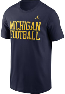 Nike Michigan Wolverines Navy Blue Football Stacked Football Short Sleeve T Shirt