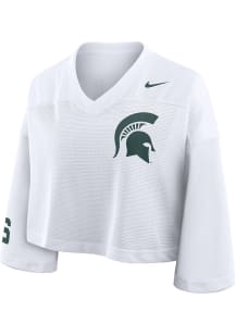 Michigan State Spartans Womens Nike Crop Fashion Football Jersey - White