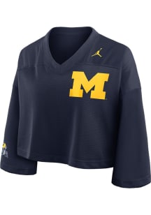 Michigan Wolverines Womens Nike Crop Fashion Football Jersey - Blue