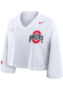 Ohio State Buckeyes Womens Nike Crop Fashion Football Jersey - White