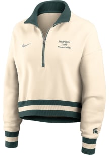 Nike Michigan State Spartans Womens Ivory Phoenix Crop Qtr Zip