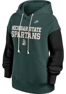 Nike Michigan State Spartans Womens Green Colorblock Phoenix Hooded Sweatshirt