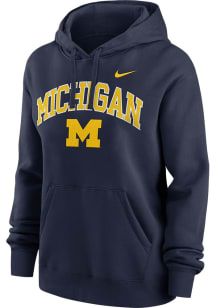 Nike Michigan Wolverines Womens Blue Twill Club Fleece Hooded Sweatshirt