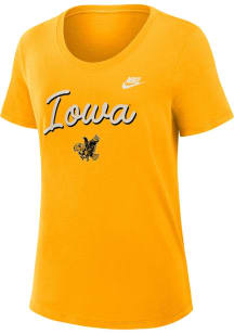 Nike Iowa Hawkeyes Womens Yellow Slub Short Sleeve T-Shirt