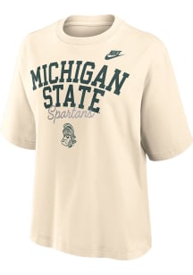 Nike Michigan State Spartans Womens Ivory Boxy Short Sleeve T-Shirt