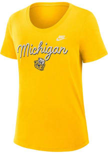 Nike Michigan Wolverines Womens Yellow Slub Short Sleeve T-Shirt