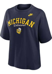Nike Michigan Wolverines Womens Blue Boxy Short Sleeve T-Shirt