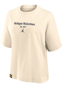 Nike Michigan Wolverines Womens Ivory Boxy Short Sleeve T-Shirt