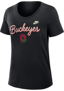 Nike Ohio State Buckeyes Womens Black Slub Short Sleeve T-Shirt