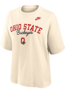 Nike Ohio State Buckeyes Womens Ivory Boxy Short Sleeve T-Shirt