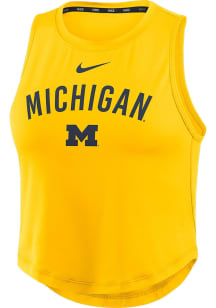 Nike Michigan Wolverines Womens Yellow Crop Tank Top