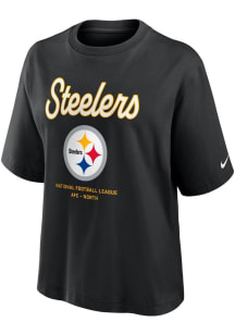 Nike Pittsburgh Steelers Womens Black Essential Short Sleeve T-Shirt