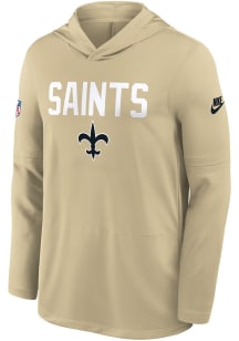 Nike New Orleans Saints Mens Gold Sideline Long Sleeve Lightweight Hoodie