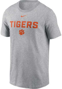 Nike Clemson Tigers Grey Cotton 2 Hit Short Sleeve T Shirt